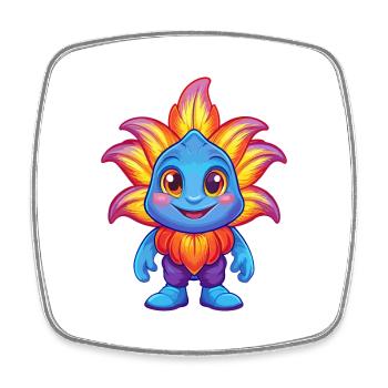 Sea Lily Colorful Kawaii Cartoon Sea Animal - Square fridge magnet - white - Front