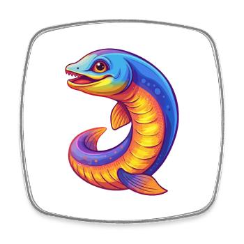 Sea Lamprey Colorful Kawaii Cartoon Sea Animal - Square fridge magnet - white - Front