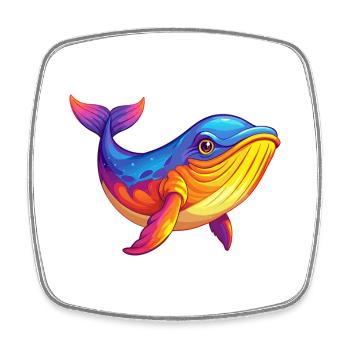 Humpback Whale Colorful Kawaii Cartoon Sea Animal - Square fridge magnet - white - Front