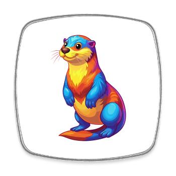 Loutre de mer Coloré Kawaii Dessin animé Animal marin - Magnet carré - blanc - Devant