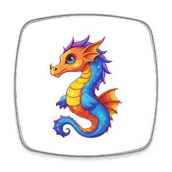 Sea Dragon Colorful Kawaii Cartoon Sea Animal - Square fridge magnet - white - Front