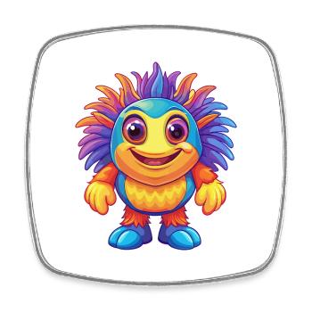 Sea Anemone Colorful Kawaii Cartoon Sea Animal - Square fridge magnet - white - Front