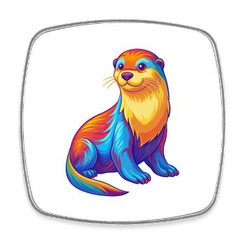 Sea Otter Colorful Kawaii Cartoon Sea Animal - Square fridge magnet - white - Front