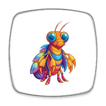 Pfau Mantis Garnelen Bunte Kawaii Karikatur - Viereckiger Kühlschrankmagnet - Weiß - Vorne