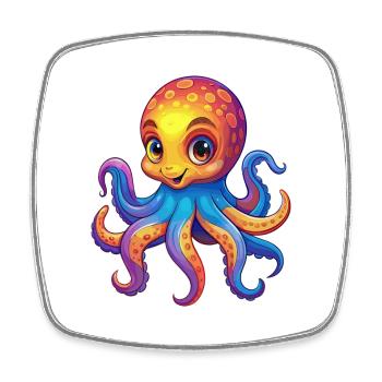 Oktopus Bunt Kawaii Cartoon Meerestier - Viereckiger Kühlschrankmagnet - Weiß - Vorne