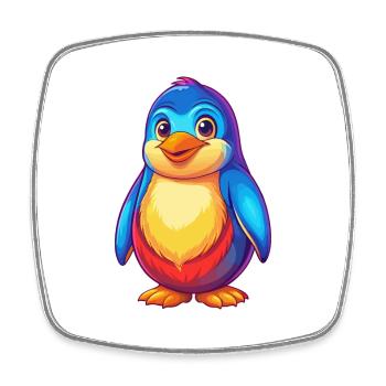 Pinguin Buntes Kawaii Cartoon Meerestier - Viereckiger Kühlschrankmagnet - Weiß - Vorne