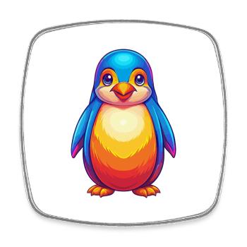 Pinguin Buntes Kawaii Cartoon Meerestier - Viereckiger Kühlschrankmagnet - Weiß - Vorne