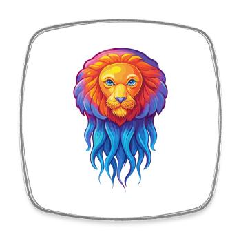 Lions crinière méduse coloré Kawaii dessin animé - Magnet carré - blanc - Devant