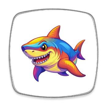 Great White Shark Colorful Kawaii Cartoon Clipart - Square fridge magnet - white - Front