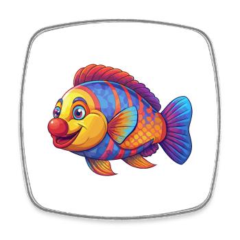Clown Lippfisch Buntes Kawaii Cartoon Meerestier - Viereckiger Kühlschrankmagnet - Weiß - Vorne