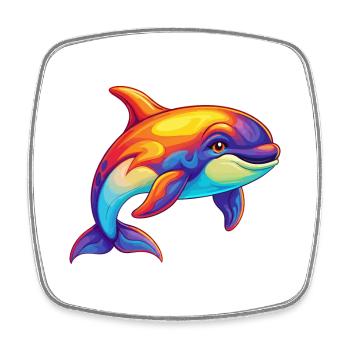 Orque coloré Kawaii dessin animé animal marin - Magnet carré - blanc - Devant