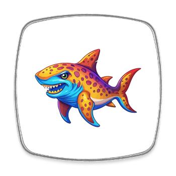 Leopard Shark Colorful Kawaii Cartoon Sea Animal - Square fridge magnet - white - Front
