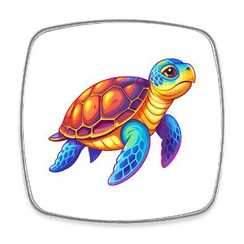 Hawksbill Turtle Colorful Kawaii Cartoon Clipart - Square fridge magnet - white - Front