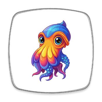 Cuttlefish Colorful Kawaii Cartoon Sea Animal - Square fridge magnet - white - Front