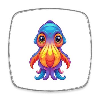 Cuttlefish Colorful Kawaii Cartoon Sea Animal - Square fridge magnet - white - Front