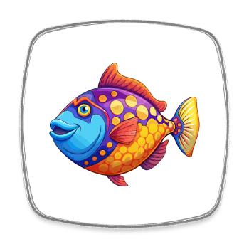 Clown Triggerfish Colorful Kawaii Cartoon Clipart - Square fridge magnet - white - Front
