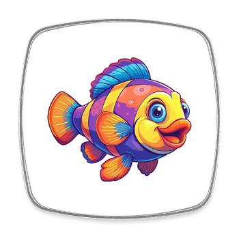 Clownfisch Buntes Kawaii Cartoon Meerestier - Viereckiger Kühlschrankmagnet - Weiß - Vorne