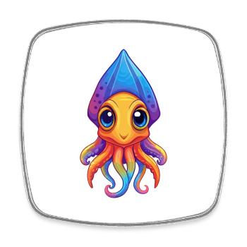 Bottletail Squid Colorful Kawaii Cartoon Clipart - Square fridge magnet - white - Front