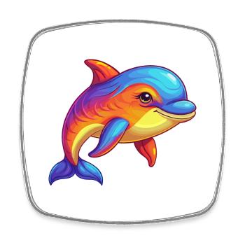baleine à bec coloré Kawaii dessin animé Clipart - Magnet carré - blanc - Devant