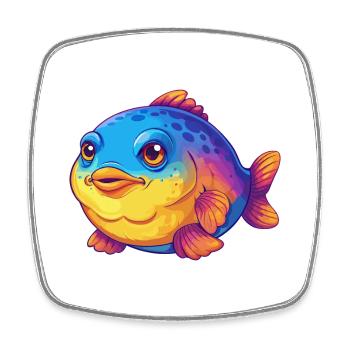 Blobfish Colorful Kawaii Cartoon Sea Animal - Square fridge magnet - white - Front
