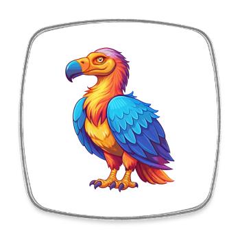 vautour coloré Kawaii dessin animé personnage oiseau - Magnet carré - blanc - Devant