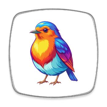 Robin Bunte Kawaii Cartoon Figur Vogel - Viereckiger Kühlschrankmagnet - Weiß - Vorne