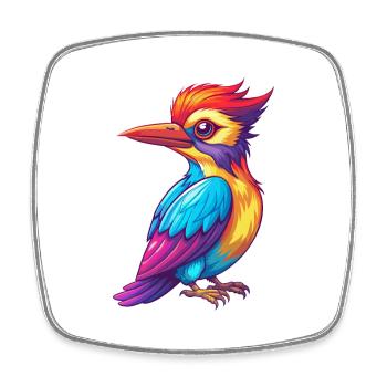 Pic coloré Kawaii personnage de dessin animé oiseau - Magnet carré - blanc - Devant