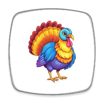 Turquie coloré Kawaii dessin animé Personnage Oiseau - Magnet carré - blanc - Devant