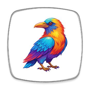 corbeau coloré Kawaii personnage de dessin animé oiseau - Magnet carré - blanc - Devant