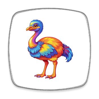 Ostrich Colorful Kawaii Cartoon Character Bird - Square fridge magnet - white - Front