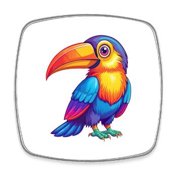 Toucan Colorful Kawaii Cartoon Character Bird - Square fridge magnet - white - Front