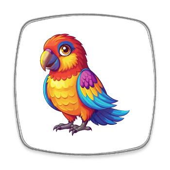 Rosella Bunte Kawaii Cartoon Figur Vogel - Viereckiger Kühlschrankmagnet - Weiß - Vorne