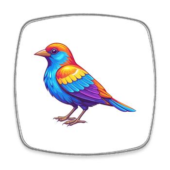 Rot geflügelte Amsel Bunte Kawaii Karikatur - Viereckiger Kühlschrankmagnet - Weiß - Vorne
