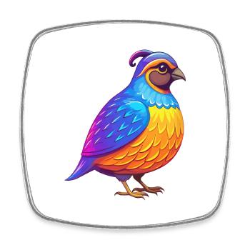 Quail Colorful Kawaii Cartoon Character Bird - Square fridge magnet - white - Front
