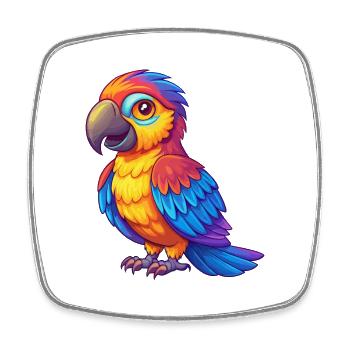 Parrot Colorful Kawaii Cartoon Character Bird - Square fridge magnet - white - Front