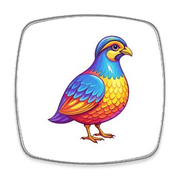 perdrix coloré Kawaii dessin animé Personnage oiseau - Magnet carré - blanc - Devant