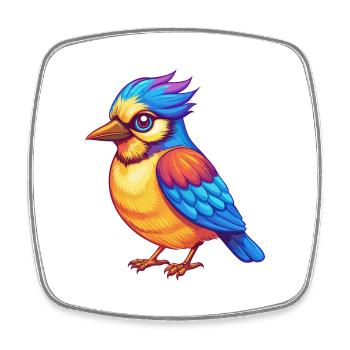Jay Bird Bunte Kawaii Cartoon Figur Vogel - Viereckiger Kühlschrankmagnet - Weiß - Vorne