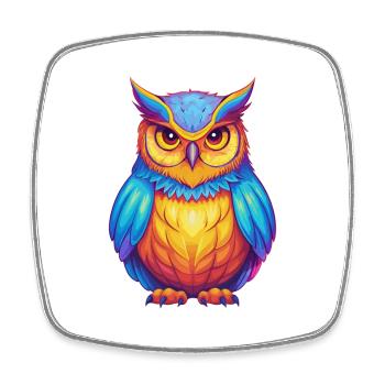 Große gehörnte Eule Bunter Kawaii Cartoon Vogel - Viereckiger Kühlschrankmagnet - Weiß - Vorne