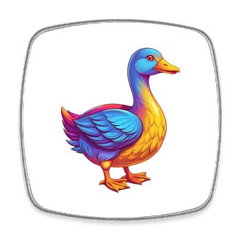 Goose Colorful Kawaii Cartoon Character Bird - Square fridge magnet - white - Front