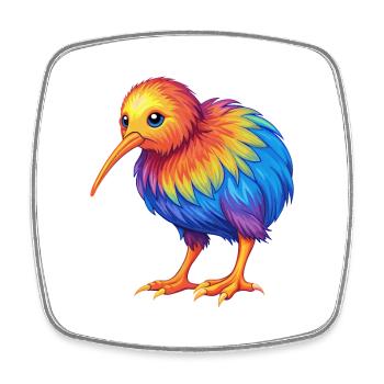 Kiwi oiseau Coloré Kawaii Dessin animé Personnage Oiseau - Magnet carré - blanc - Devant