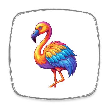 Flamingo Colorful Kawaii Cartoon Character Bird - Square fridge magnet - white - Front