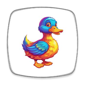 Duck Colorful Kawaii Cartoon Character Bird - Square fridge magnet - white - Front