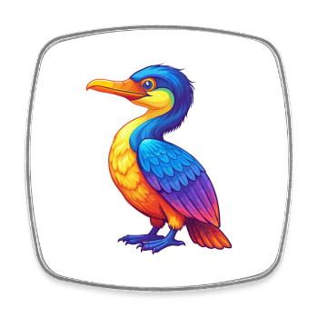 Kormoran Bunt Kawaii Cartoon Figur Vogel - Viereckiger Kühlschrankmagnet - Weiß - Vorne