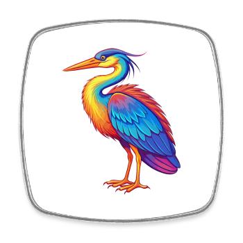 Great Blue Heron Colorful Kawaii Cartoon Bird - Square fridge magnet - white - Front