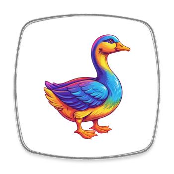 Goose Colorful Kawaii Cartoon Character Bird - Square fridge magnet - white - Front