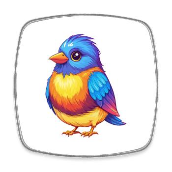 Finch Colorful Kawaii Cartoon Character Bird - Square fridge magnet - white - Front
