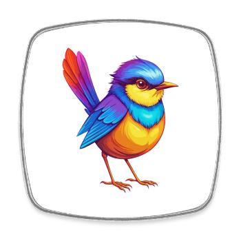 Fairywren coloré Kawaii dessin animé Personnage Oiseau - Magnet carré - blanc - Devant