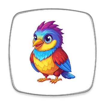 Cuckoo Colorful Kawaii Cartoon Character Bird - Square fridge magnet - white - Front