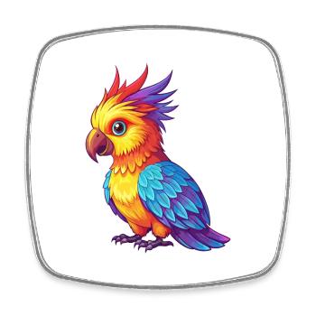 Cockatoo Colorful Kawaii Cartoon Character Bird - Square fridge magnet - white - Front