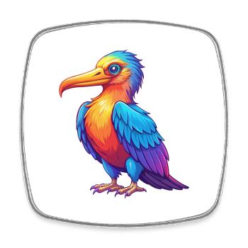 Fregattvogel Bunter Kawaii Cartoon Charakter Vogel - Viereckiger Kühlschrankmagnet - Weiß - Vorne